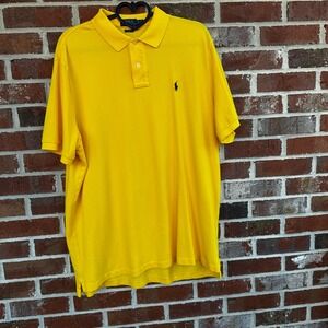 Polo Ralph Lauren Mens Yellow Classic Fit Short Sleeve Polo Shirt XL